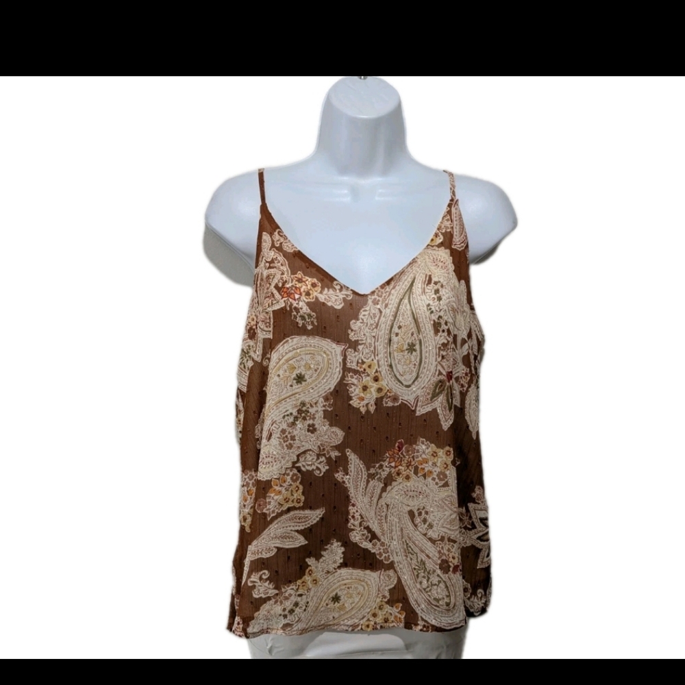 Mine Paisley Swing Cami Tank Top L Mature 90s Y2K Whimsical #8500